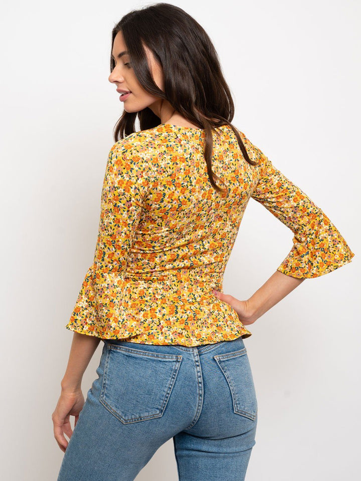 WOMEN'S FLORAL FRONT TWIST TOP
