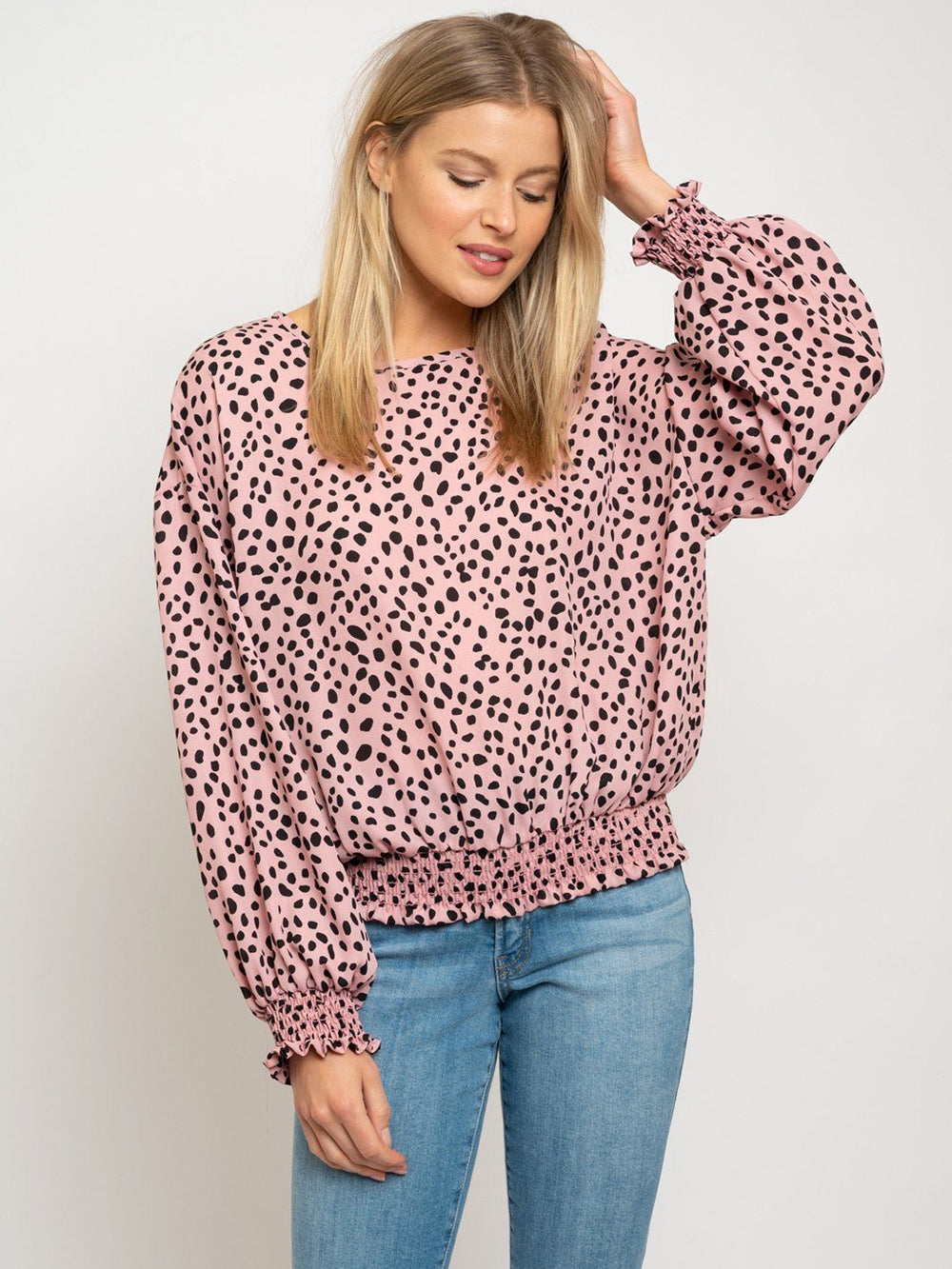 WOMEN'S POLKA DOTS LONG SLEEVE TOP