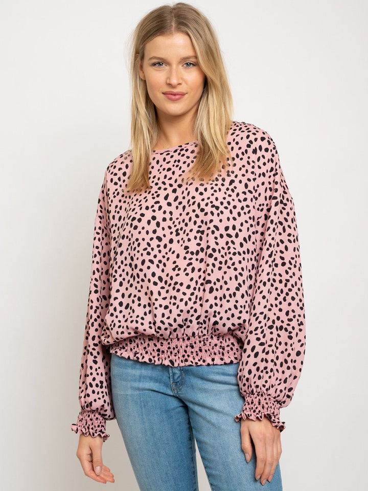 WOMEN'S POLKA DOTS LONG SLEEVE TOP
