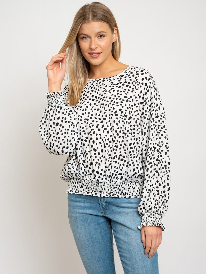 WOMEN'S POLKA DOTS LONG SLEEVE TOP
