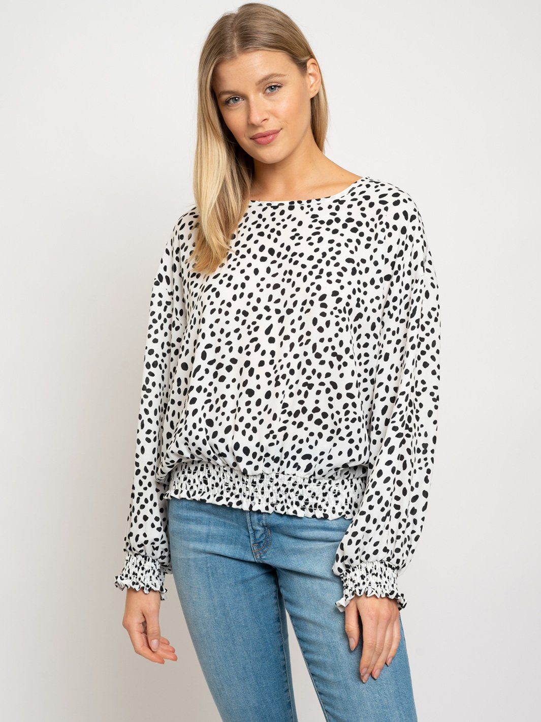 WOMEN'S POLKA DOTS LONG SLEEVE TOP