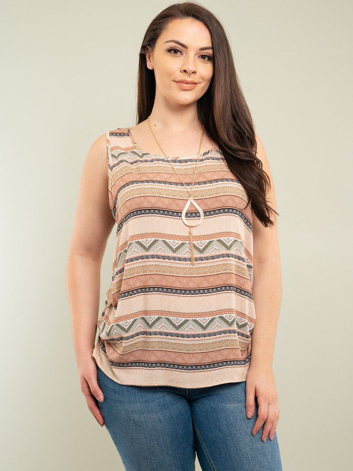 PLUS SIZE SLEEVELESS TOP WITH CHAIN INCLUDED
