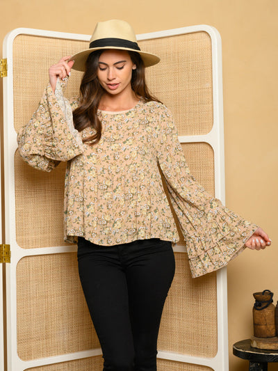 WOMEN'S LONG SLEEVE FLORAL TOP