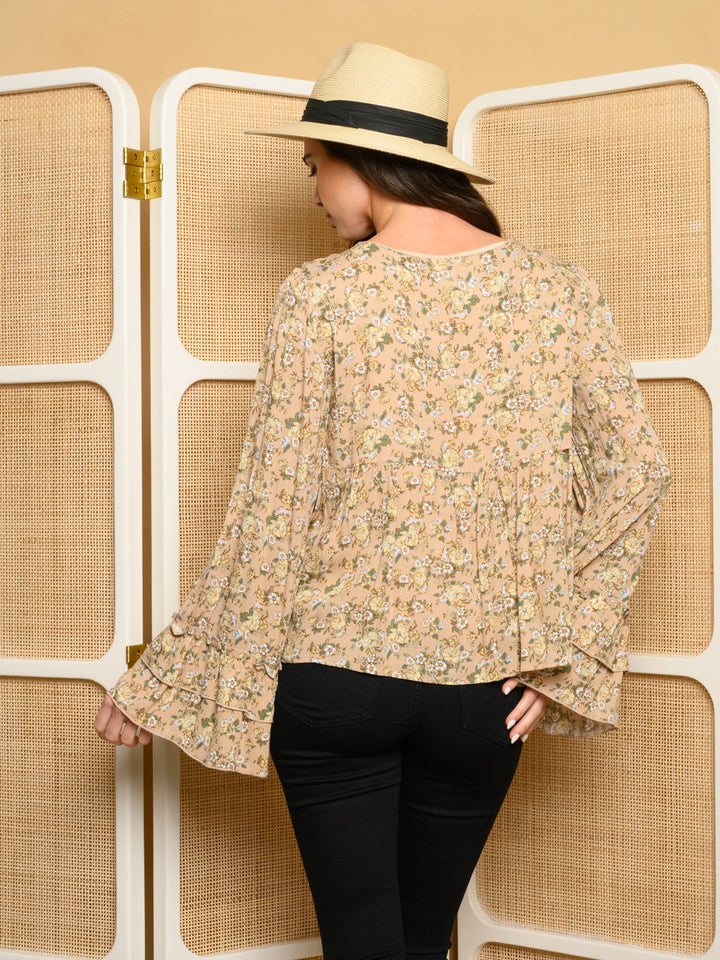 WOMEN'S LONG SLEEVE FLORAL TOP