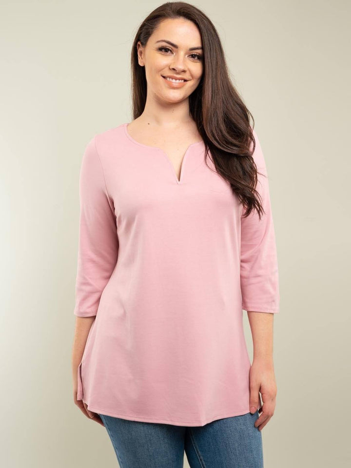 PLUS SIZE V-NECK TUNIC TOP