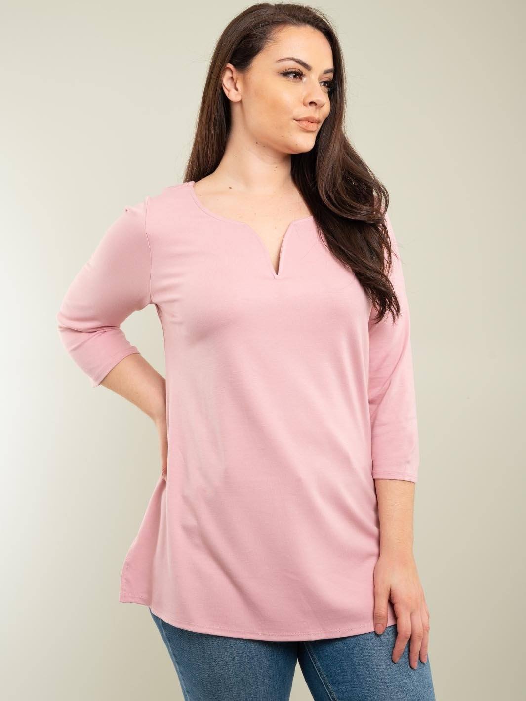 PLUS SIZE V-NECK TUNIC TOP