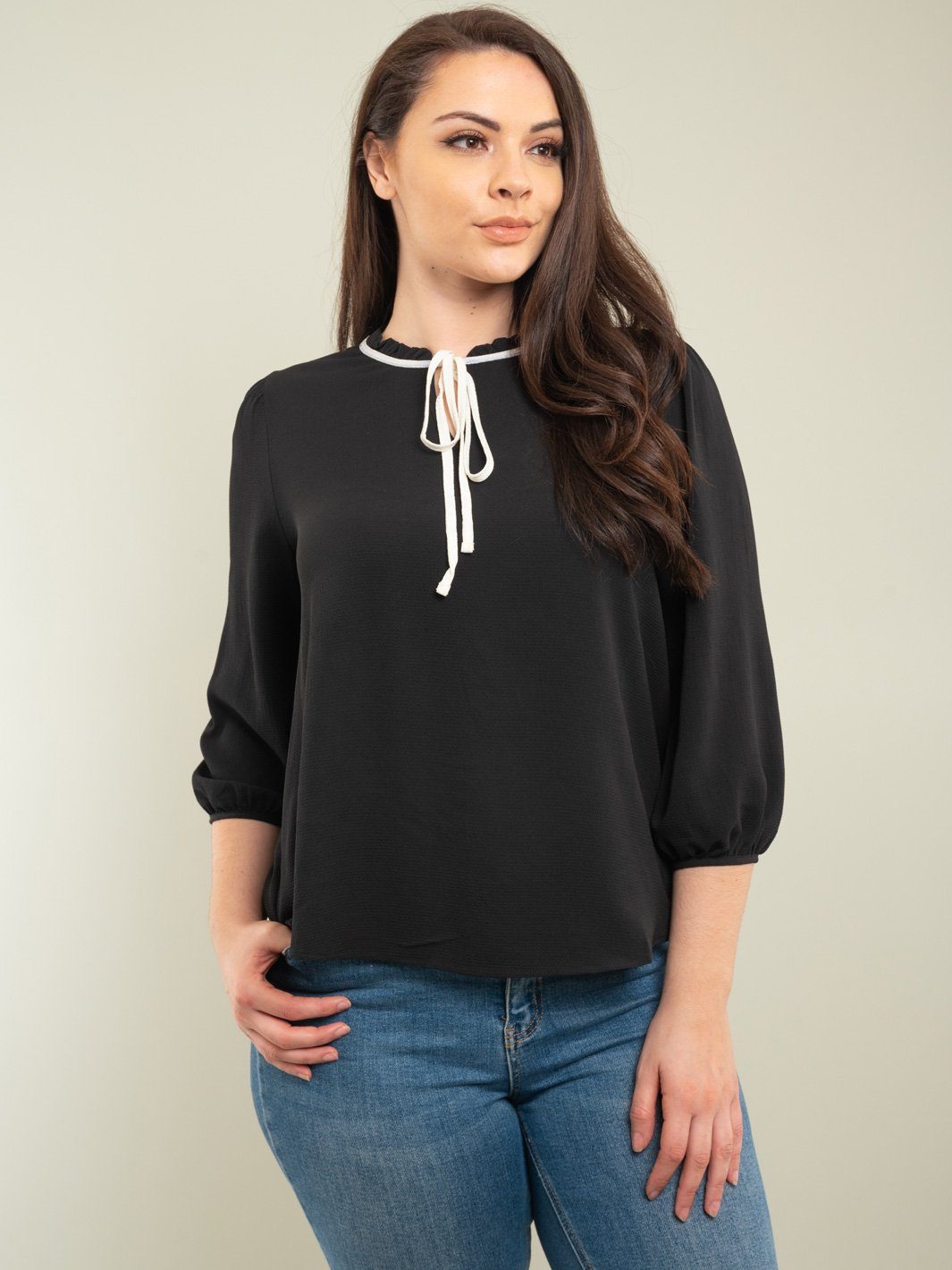 PLUS SIZE 3/4 SLEEVE TOP