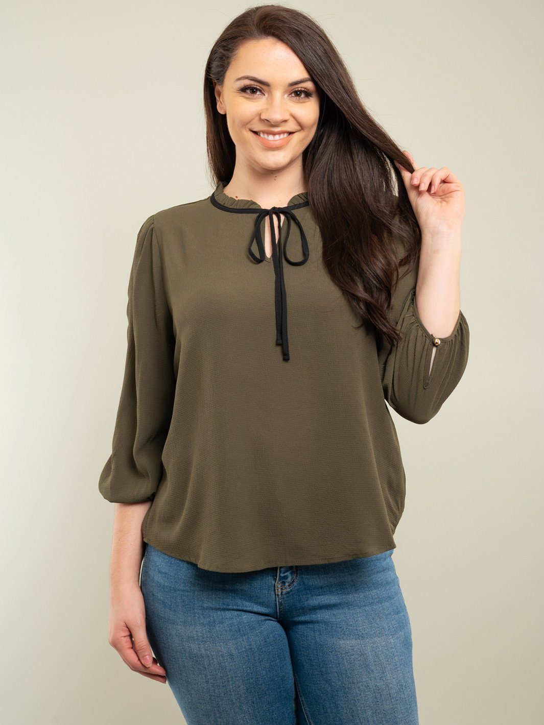 PLUS SIZE 3/4 SLEEVE TOP