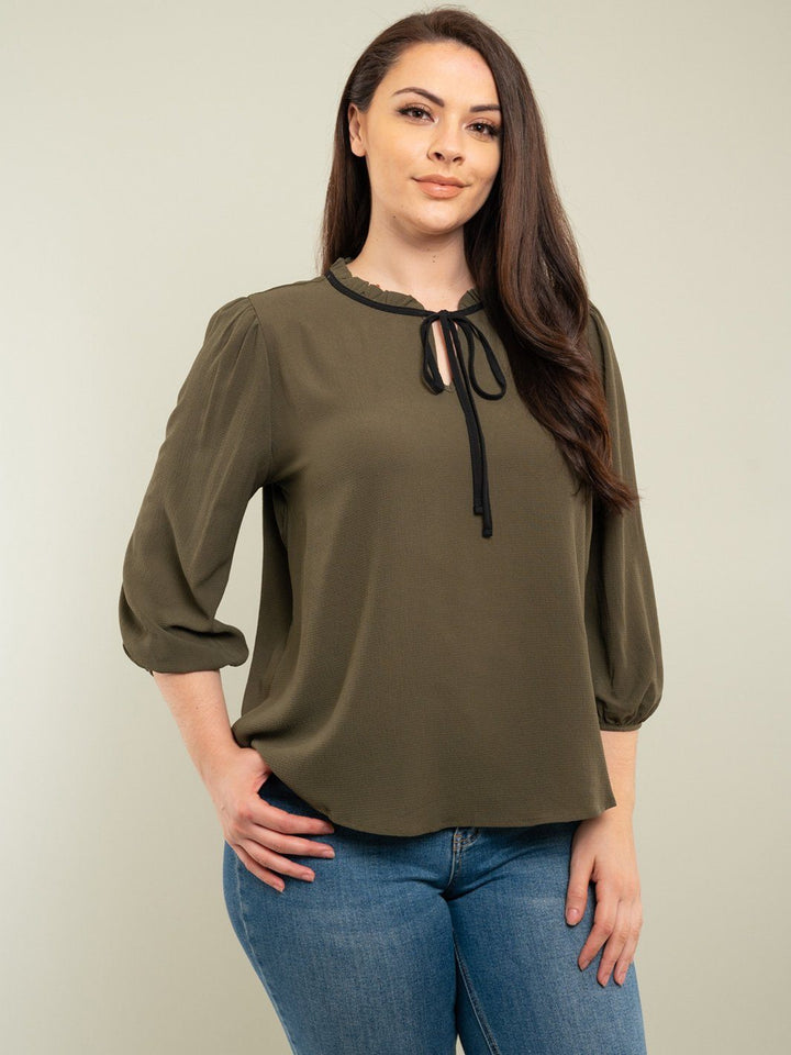 PLUS SIZE 3/4 SLEEVE TOP