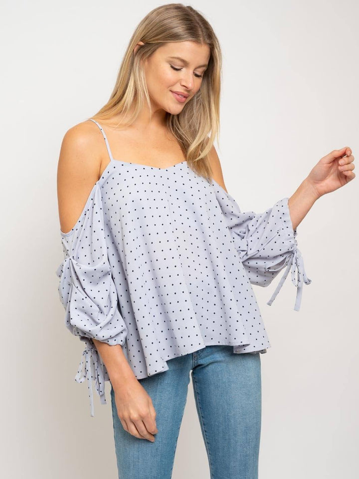 WOMEN'S OFF SHOULDER POLKA DOTS TOP