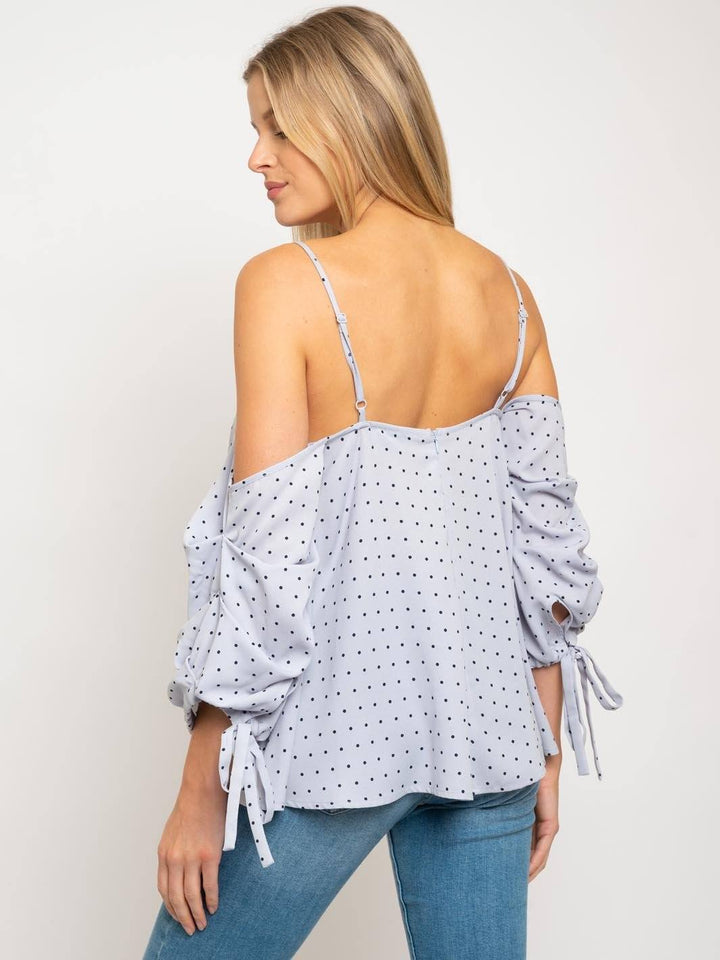 WOMEN'S OFF SHOULDER POLKA DOTS TOP