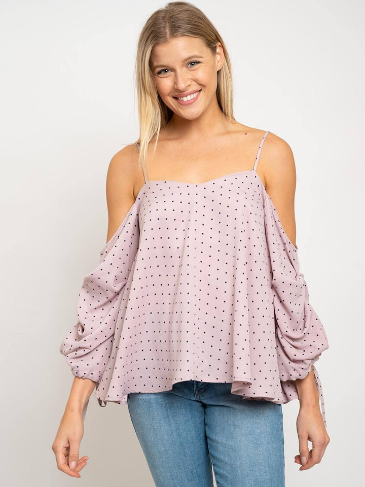 WOMEN'S OFF SHOULDER POLKA DOTS TOP