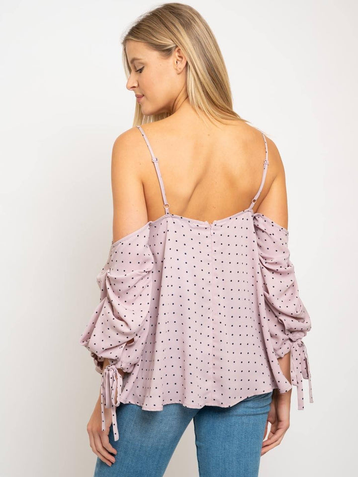 WOMEN'S OFF SHOULDER POLKA DOTS TOP