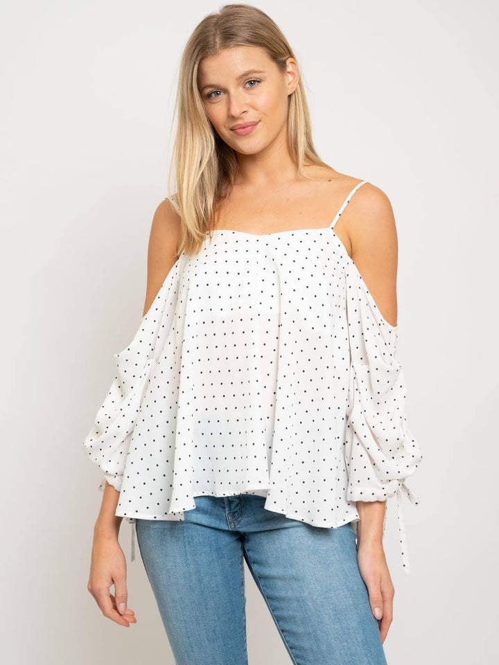 WOMEN'S OFF SHOULDER POLKA DOTS TOP