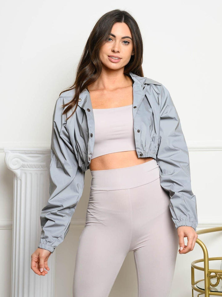 WOMEN'S CROPPED BUTTON UP JACKET