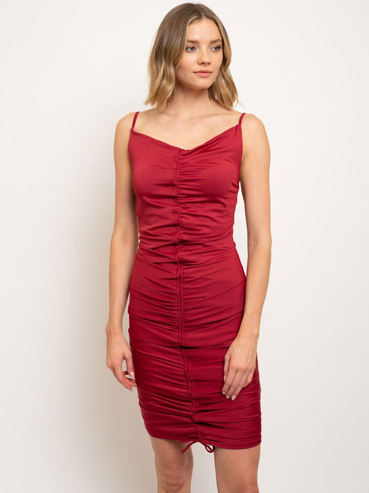 WOMEN'S CENTER RUCHED MINI DRESS