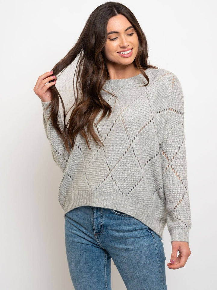 WOMEN'S DIAMOND POINTELLE SWEATER