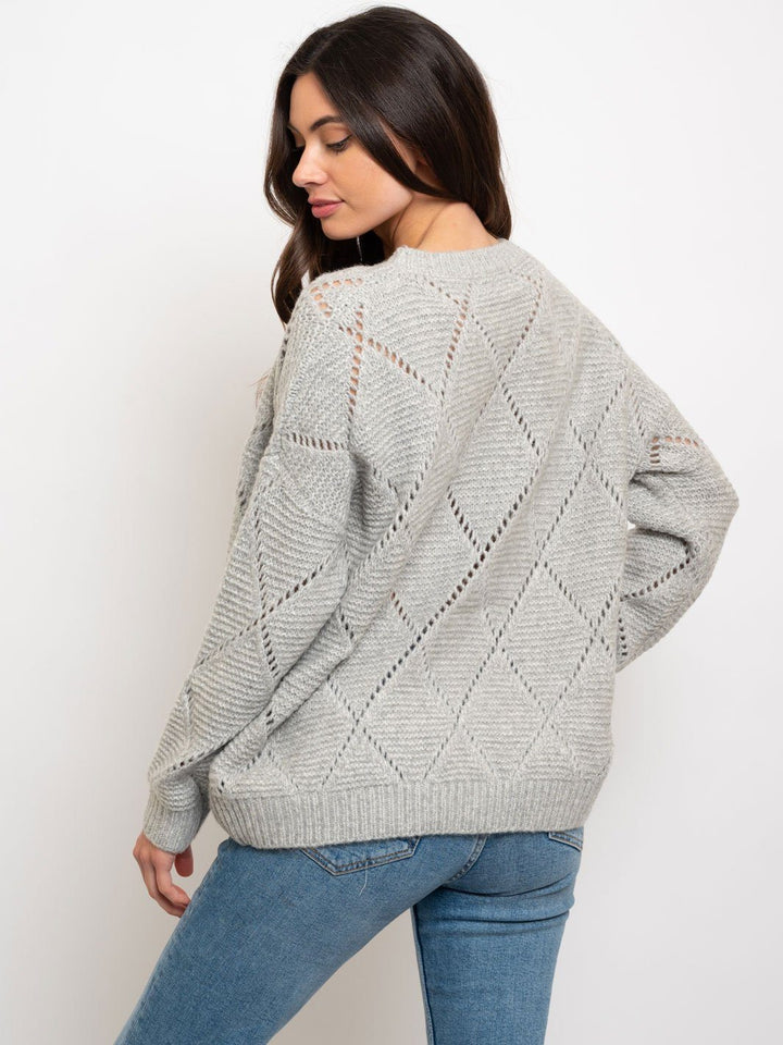 WOMEN'S DIAMOND POINTELLE SWEATER