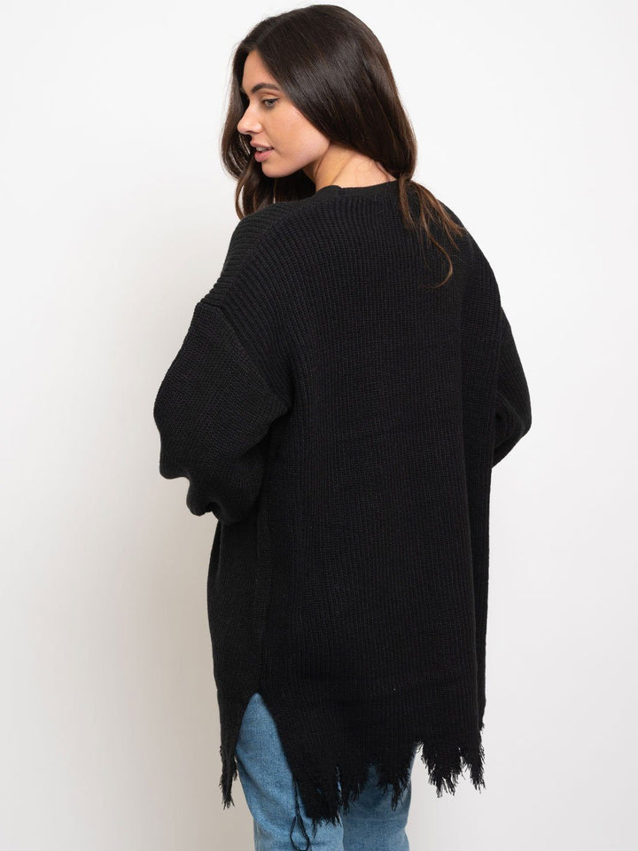 WOMEN'S DISTRESSED OPEN CARDIGAN