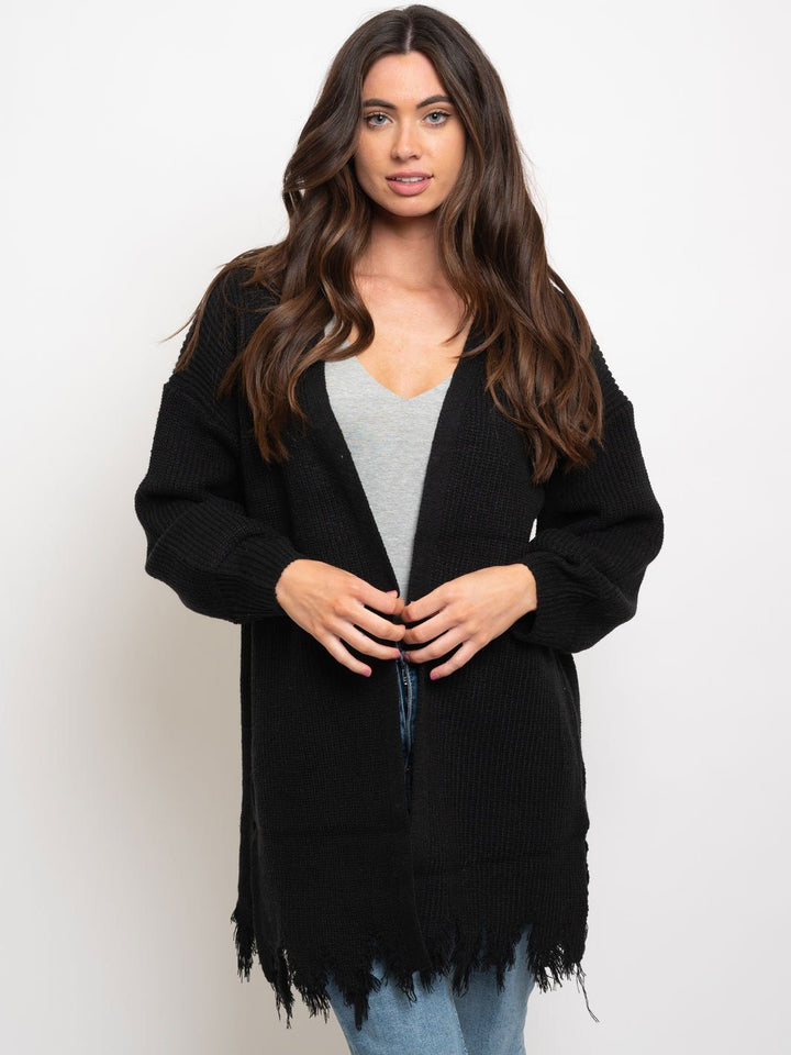 WOMEN'S DISTRESSED OPEN CARDIGAN