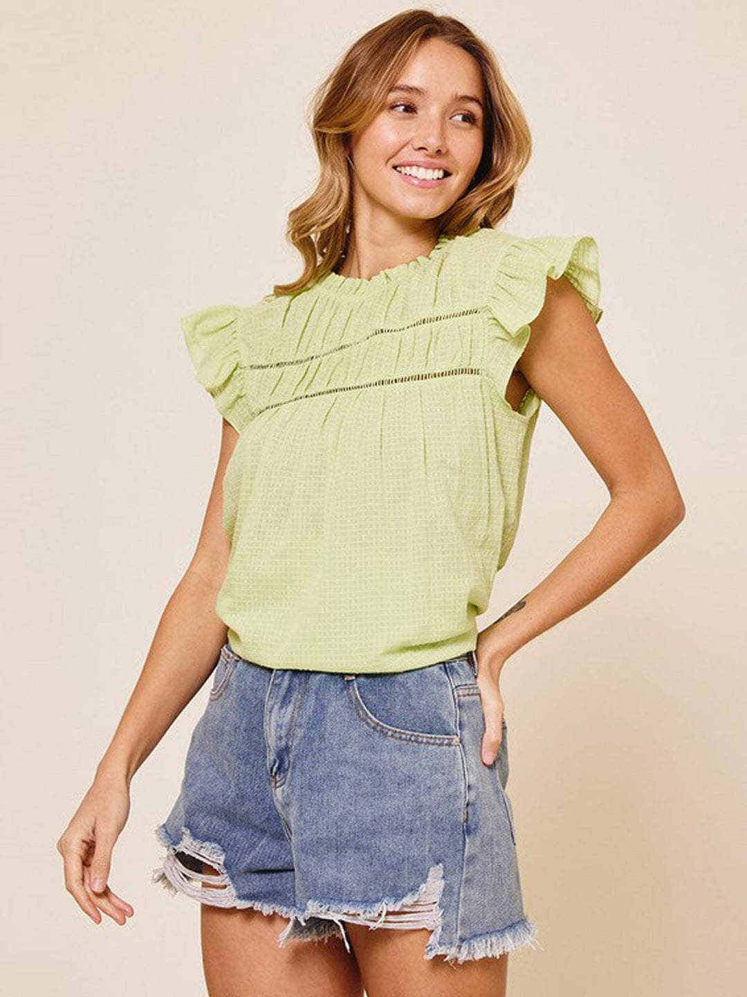 WOMEN'S RUFFLE SLEEVE TUNIC TOP