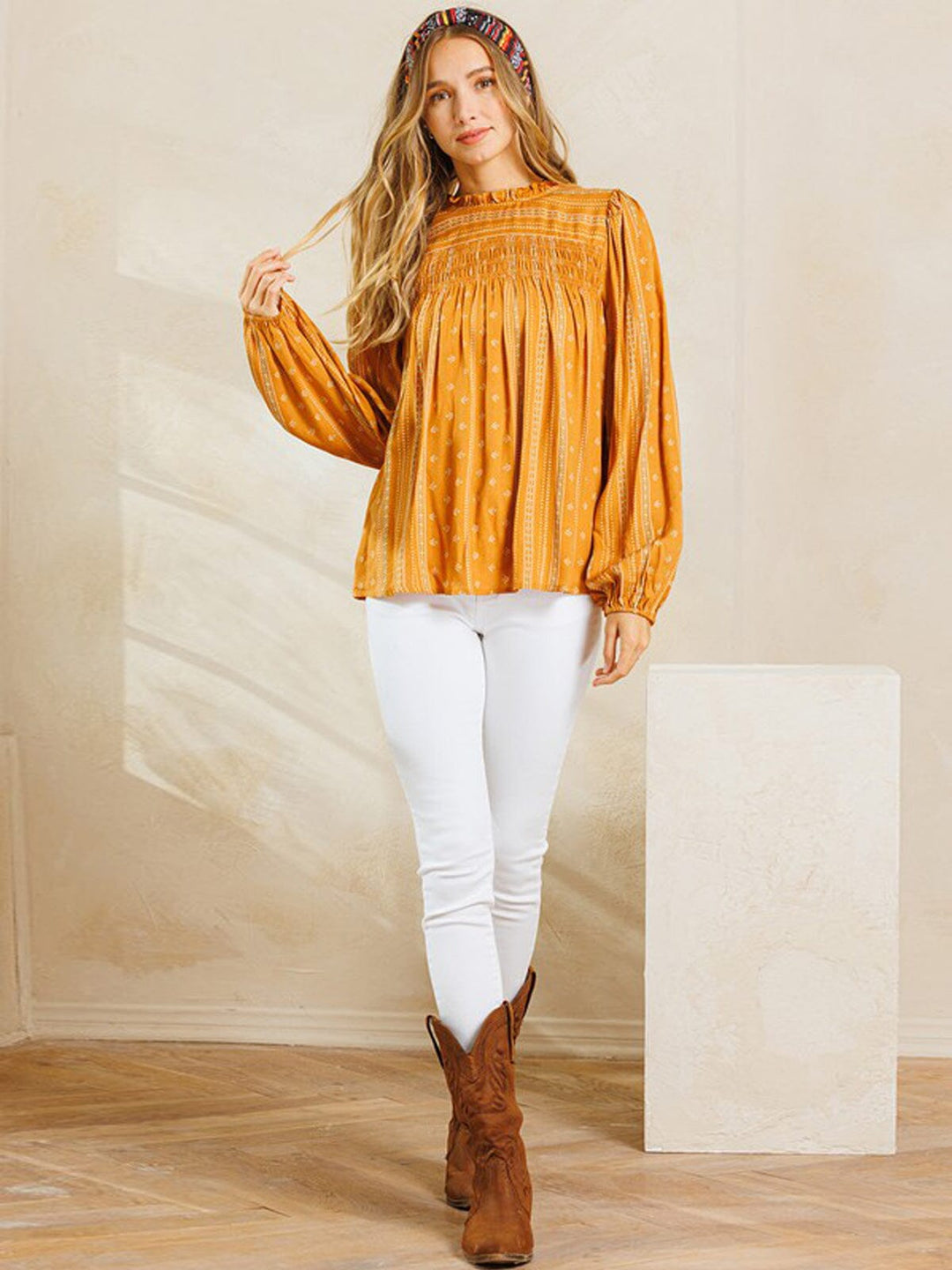 WOMEN'S LONG SLEEVE MOCK NECK TUNIC TOP