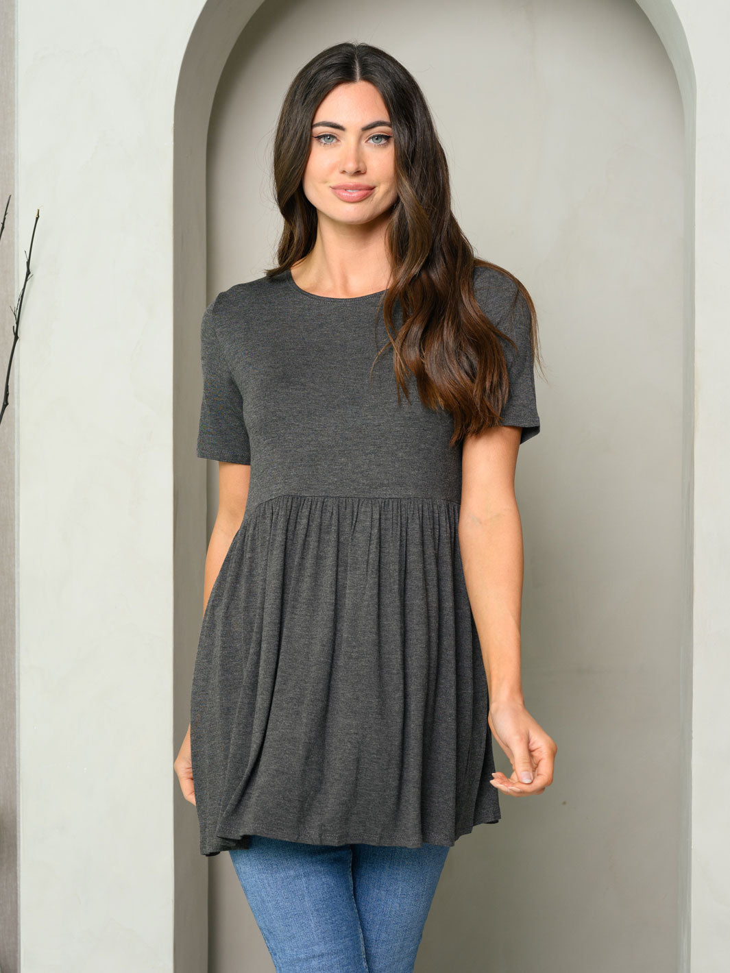 WOMEN'S SHORT SLEEVE TUNIC MINI DRESS