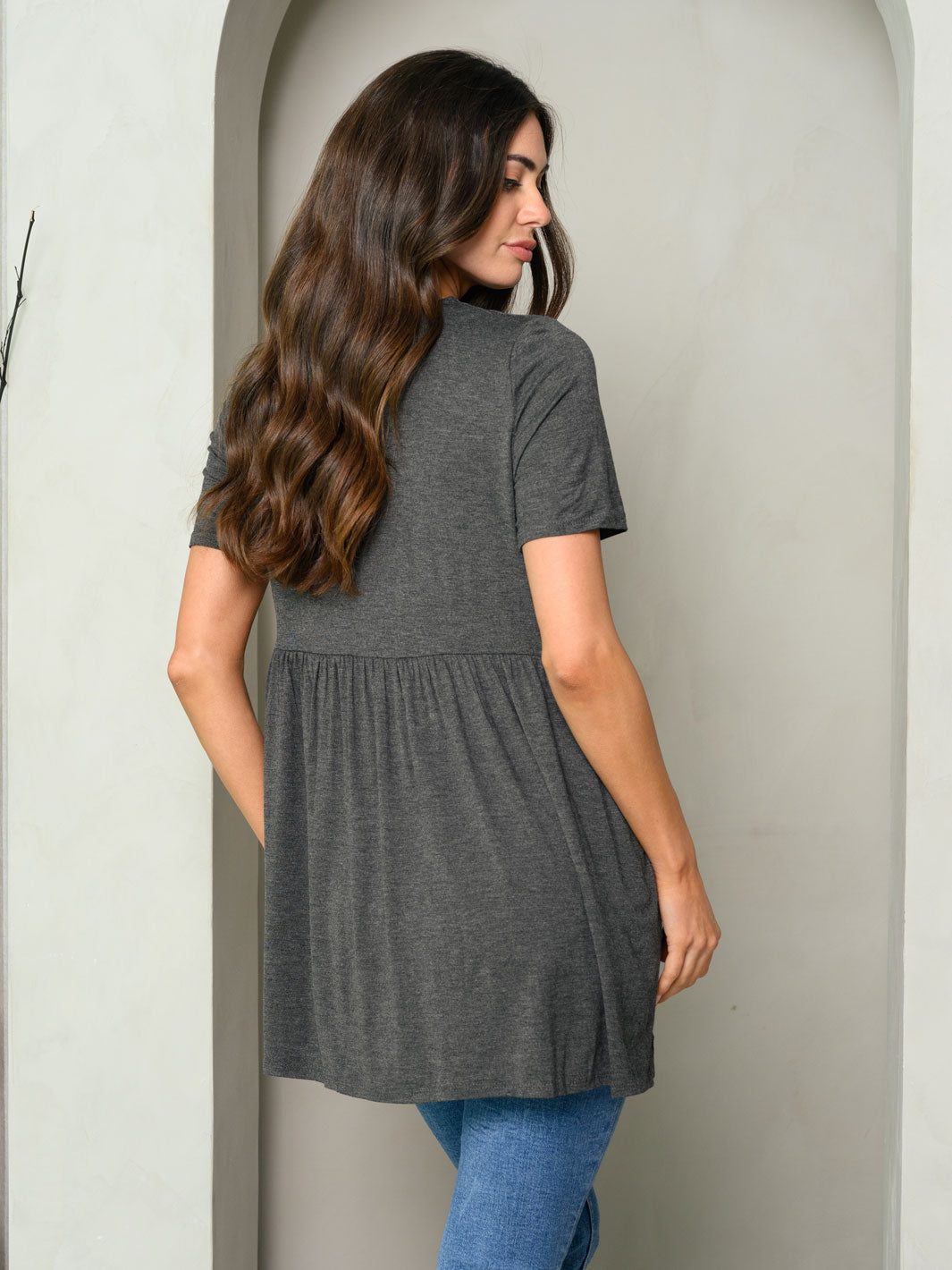 WOMEN'S SHORT SLEEVE TUNIC MINI DRESS