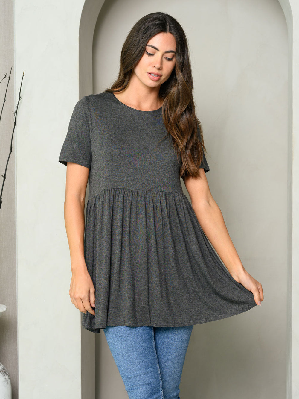 WOMEN'S SHORT SLEEVE TUNIC MINI DRESS