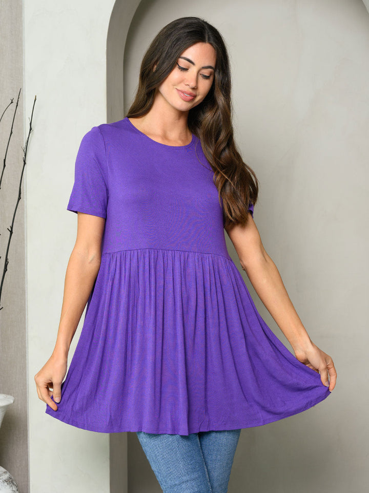 WOMEN'S SHORT SLEEVE TUNIC MINI DRESS