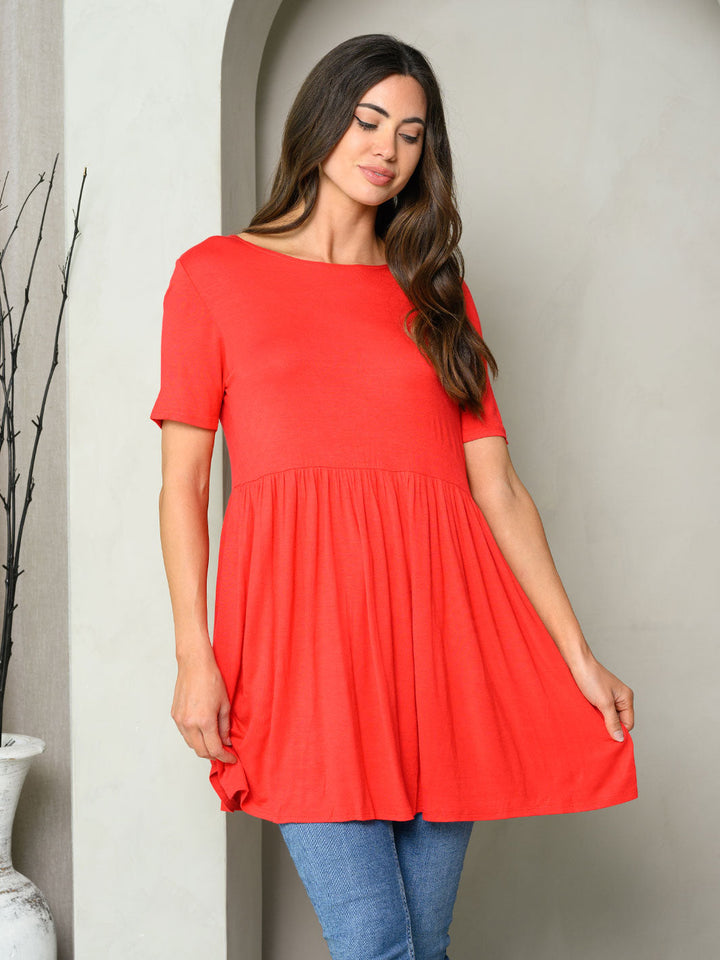 WOMEN'S SHORT SLEEVE TUNIC MINI DRESS