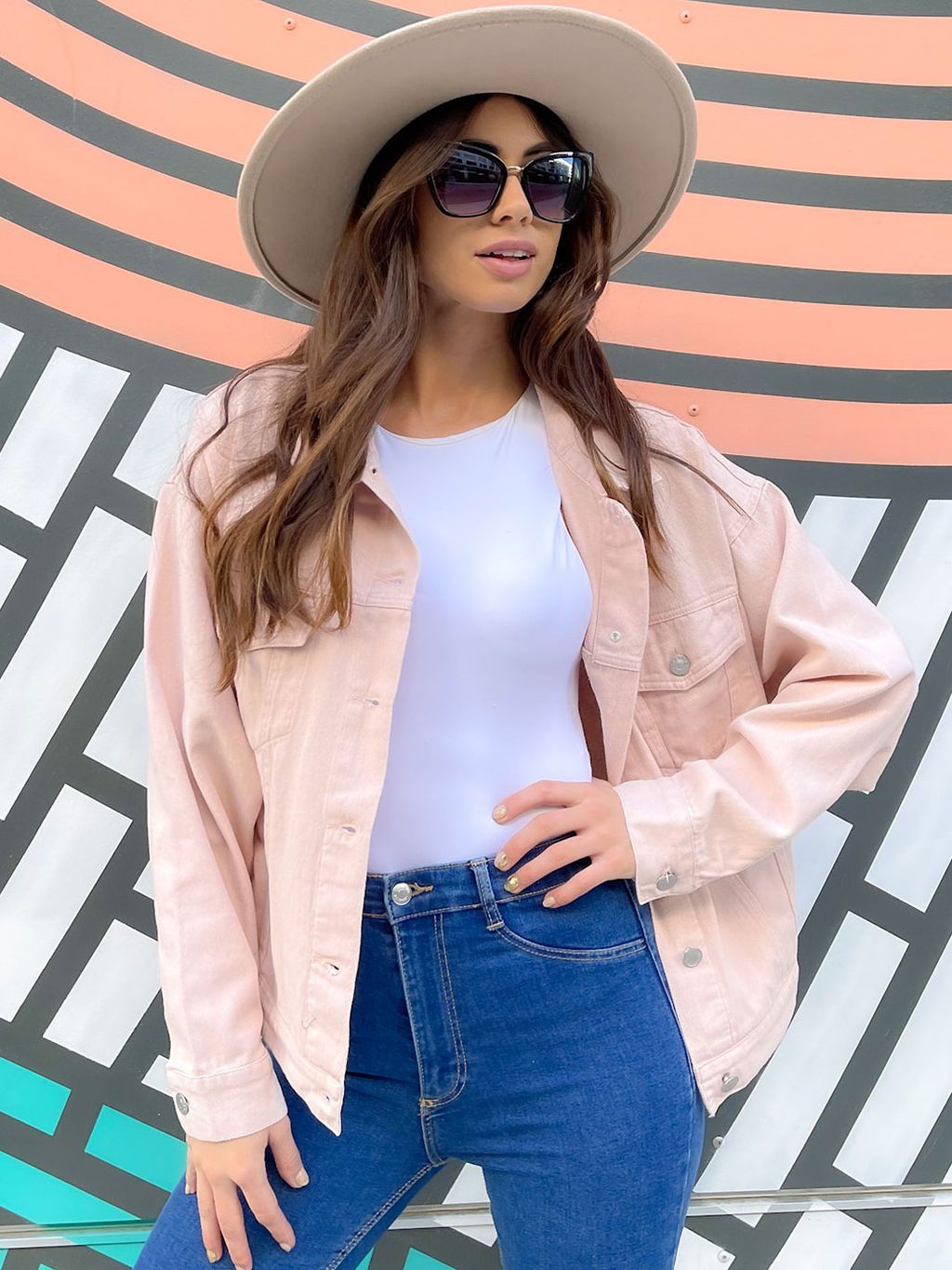 WOMEN'S BUTTON CLOSURE LONG SLEEVE DENIM JACKET