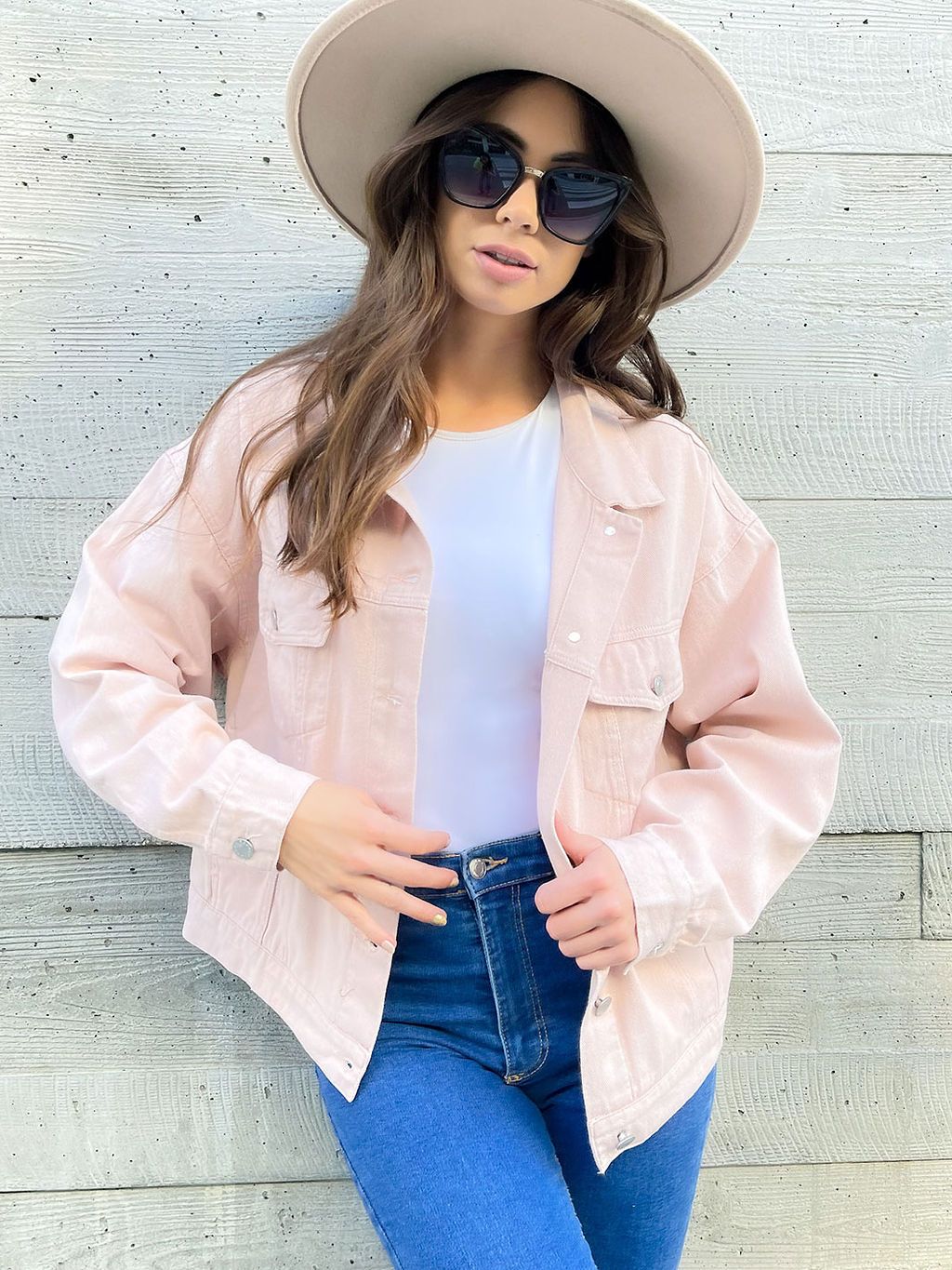 WOMEN'S BUTTON CLOSURE LONG SLEEVE DENIM JACKET