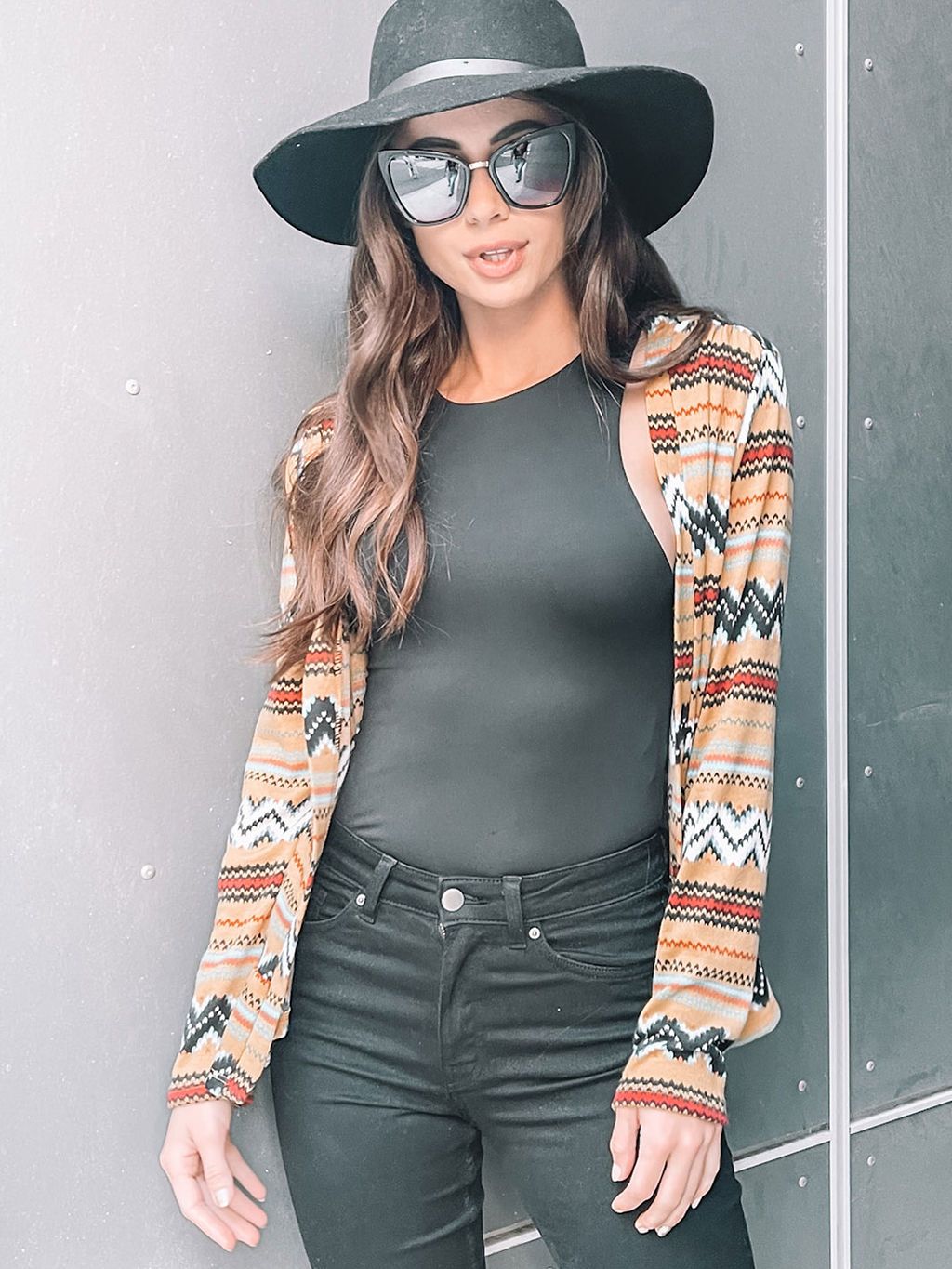 WOMEN'S LONG SLEEVE MULTI PRINT CARDIGAN