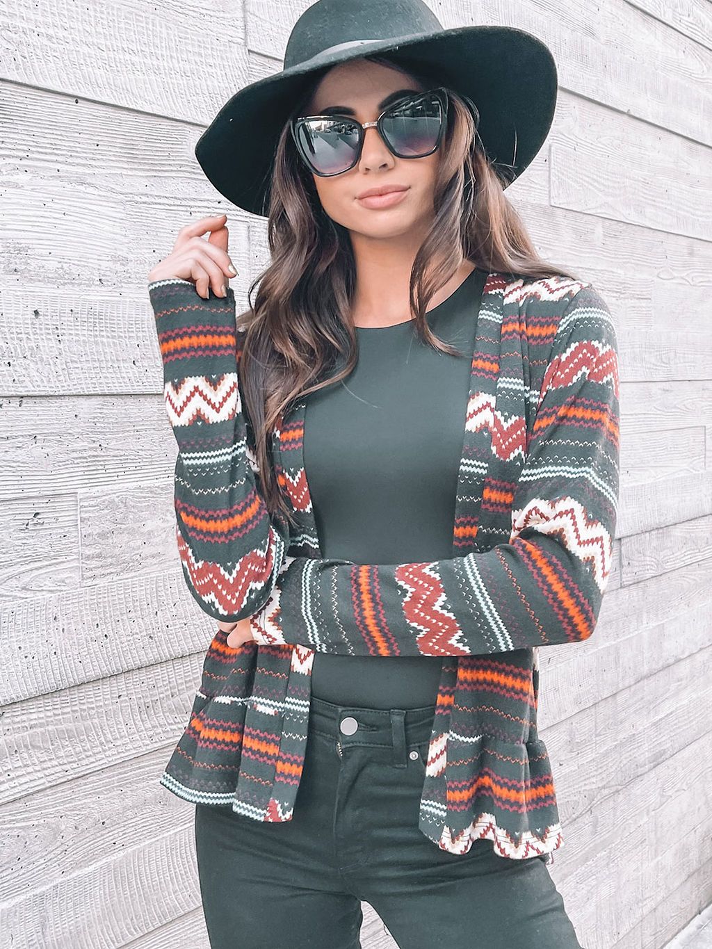 WOMEN'S LONG SLEEVE MULTI PRINT CARDIGAN