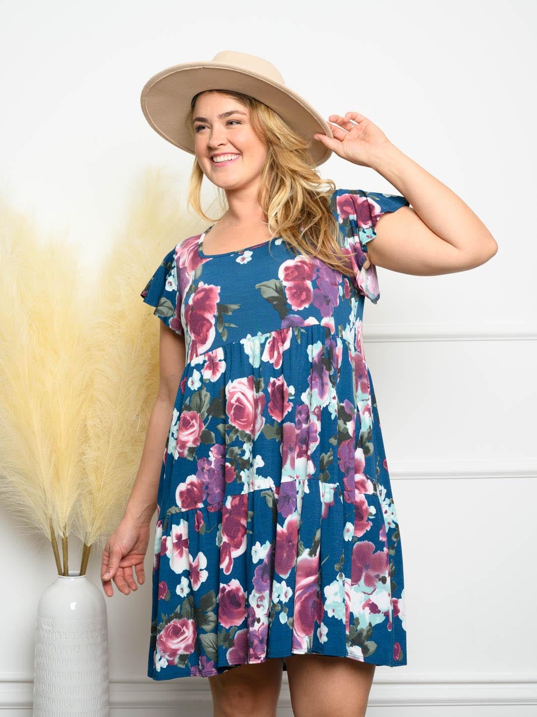PLUS SIZE SHORT SLEEVE TUNIC MINI DRESS