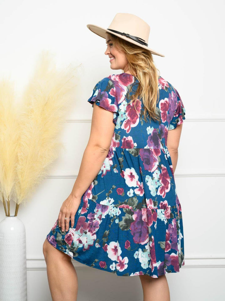 PLUS SIZE SHORT SLEEVE TUNIC MINI DRESS