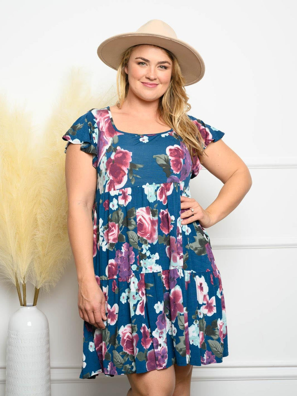 PLUS SIZE SHORT SLEEVE TUNIC MINI DRESS