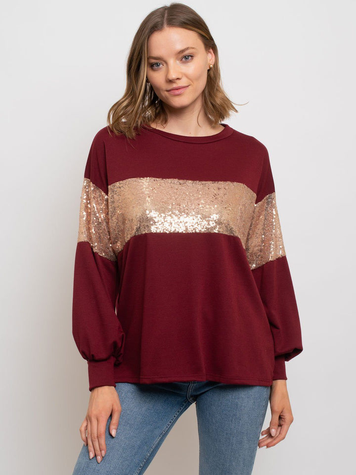 WOMEN'S LONG SLEEVE SEQUIN TOP