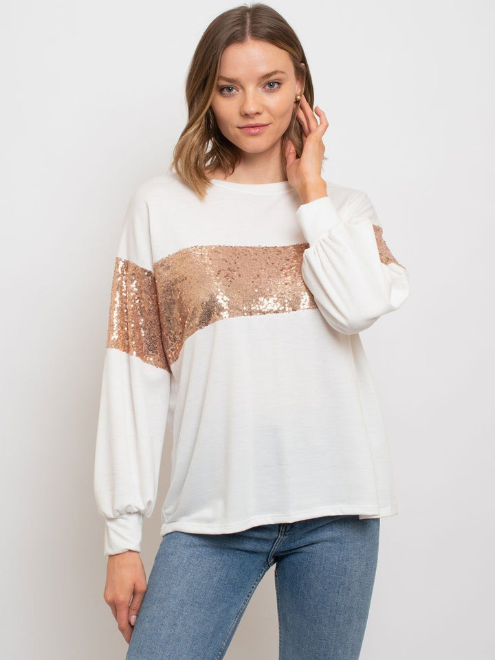 ivory sequin top