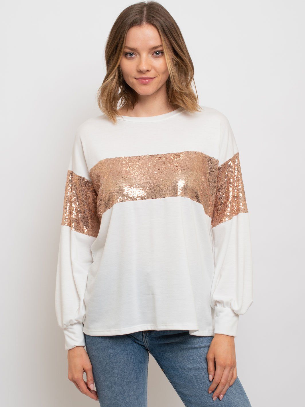 WOMEN'S LONG SLEEVE SEQUIN TOP