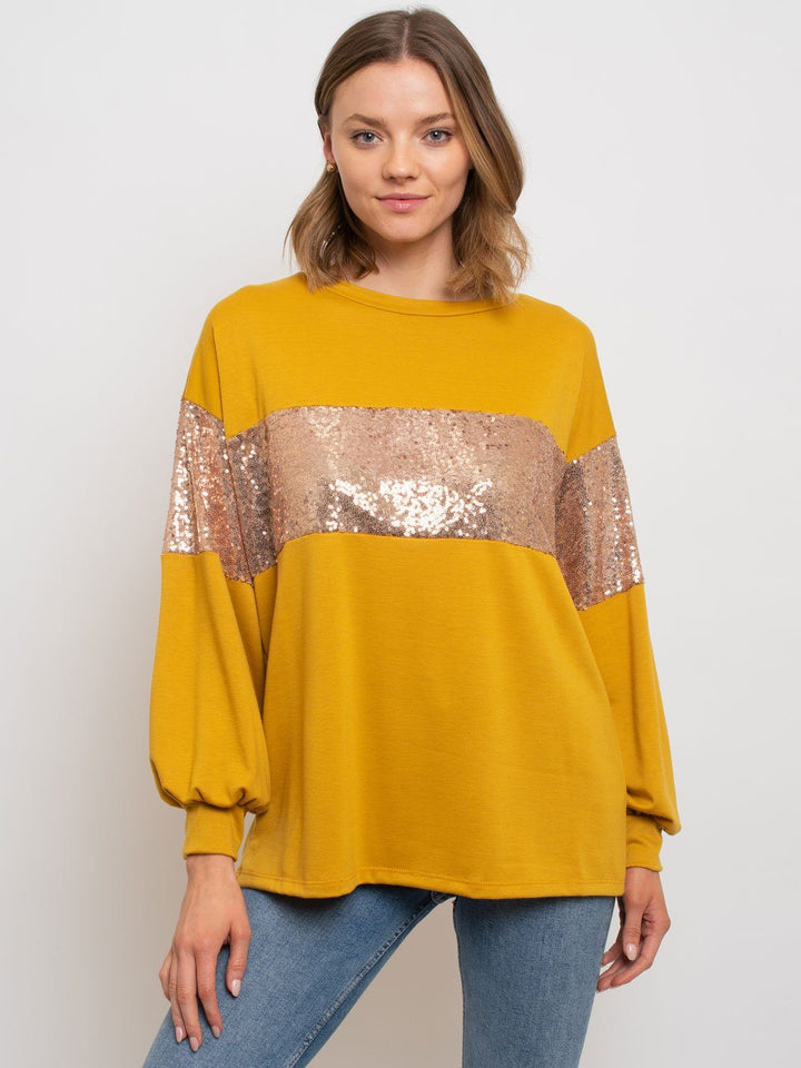 WOMEN'S LONG SLEEVE SEQUIN TOP