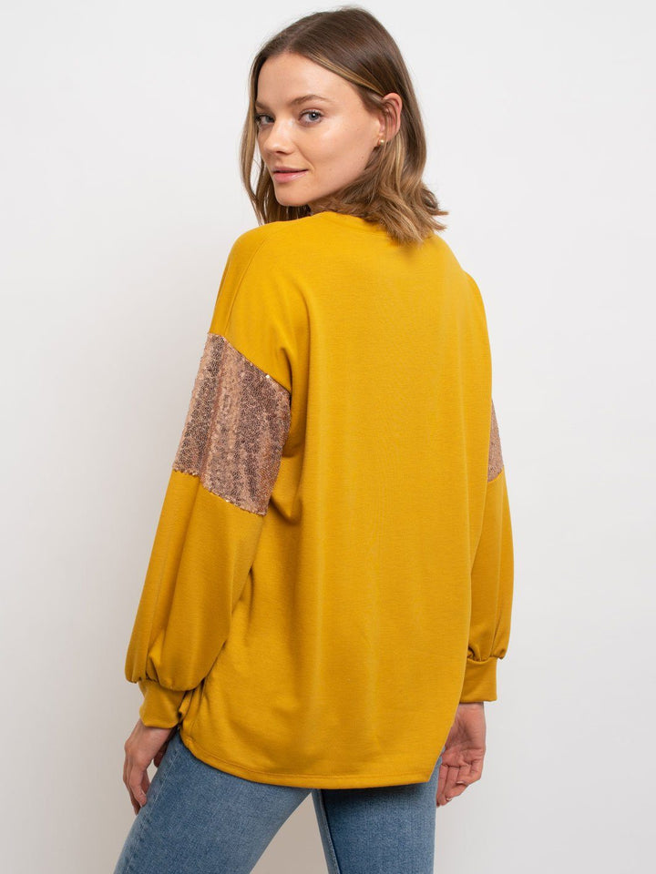 WOMEN'S LONG SLEEVE SEQUIN TOP