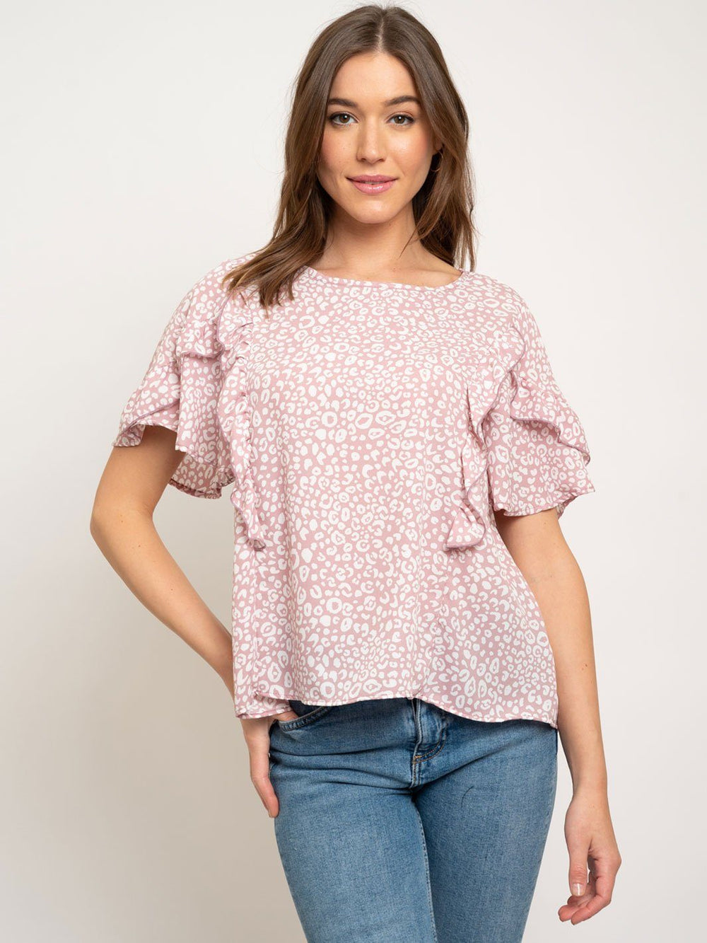 WOMEN'S RUFFLE SLEEVE TOP