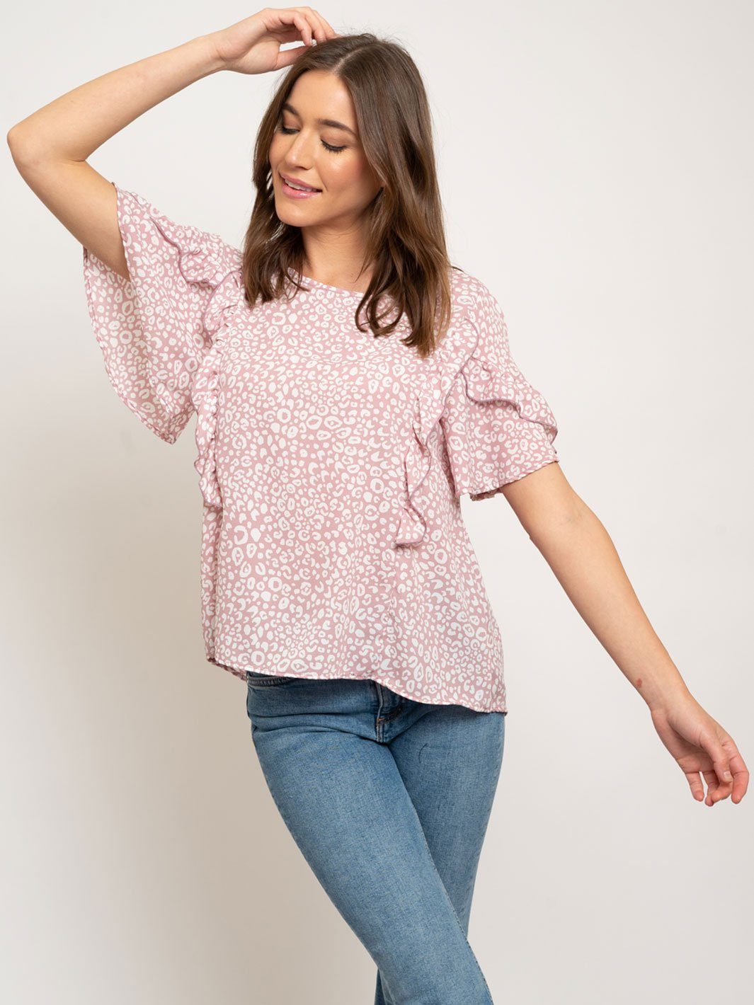 WOMEN'S RUFFLE SLEEVE TOP