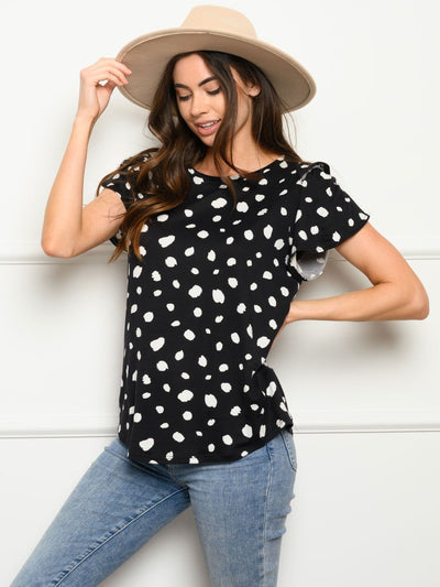 WOMEN'S SHORT SLEEVE DOTS TOP