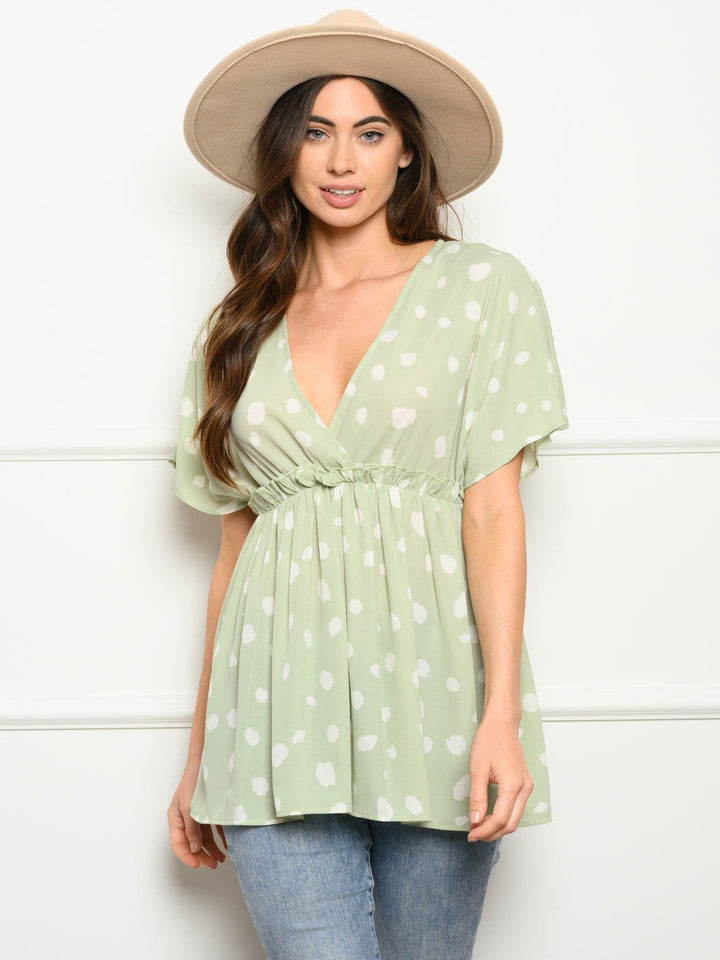 WOMEN'S SHORT SLEEVE V-NECK TUNIC TOP