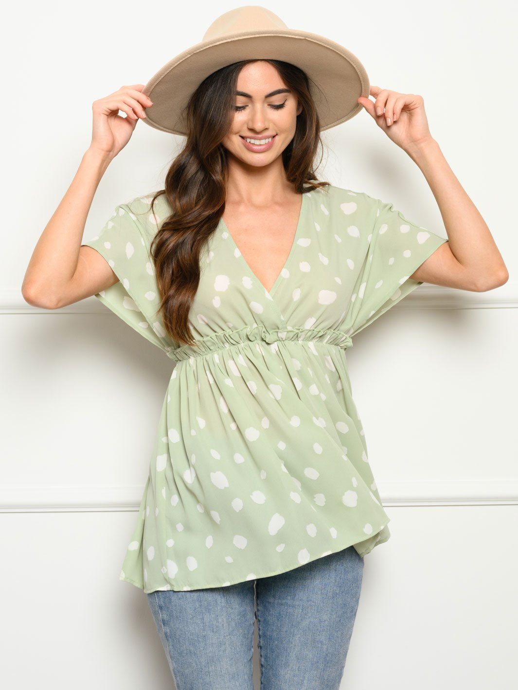 WOMEN'S SHORT SLEEVE V-NECK TUNIC TOP