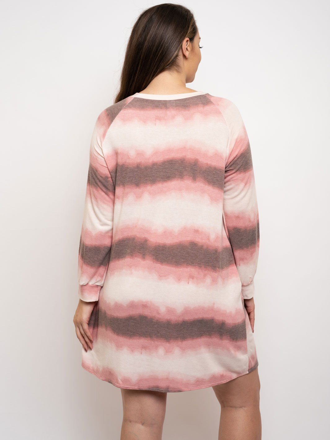 PLUS SIZE TIE DYE LONG SLEEVE DRESS