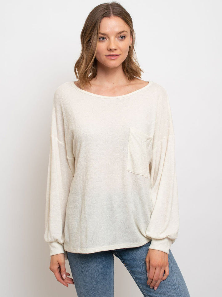 WOMEN'S FRONT POCKET LONG SLEEVE TOP